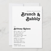Invitation Moderne Retro Lettres Brunch et Bubbly (Devant)