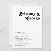 Invitation Moderne rétro Lettres Mariage traditionnel (Devant)