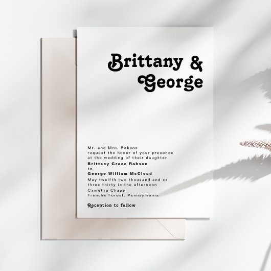 Invitation Moderne rétro Lettres Mariage traditionnel