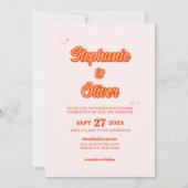 Invitation Moderne Rétro Orange Terracotta les années 70 Mari (Devant)