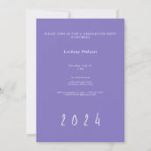 Invitation Moderne Retro Purple & blanc Check photo Graduatio (Dos)