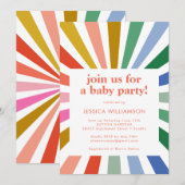 Invitation Moderne Retro Rainbow Starburst Baby shower Party (Devant / Derrière)