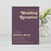 Invitation Moderne Rétro | Réception de mariage violet foncé (Debout devant)