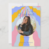 Invitation Moderne Retro Rose violet Vagues Photo Graduation (Devant)