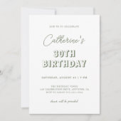 Invitation Moderne Retro Sage Green 30e fête d'anniversaire (Devant)