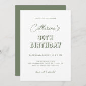 Invitation Moderne Retro Sage Green 30e fête d'anniversaire (Devant / Derrière)