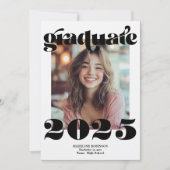 Invitation Moderne Rétro Simple Noir 4 Photo Graduation (Devant)