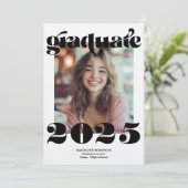 Invitation Moderne Rétro Simple Noir 4 Photo Graduation (Debout devant)