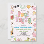 Invitation Moderne Retro Super été Anniversaire Pool Party (Devant)