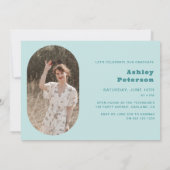 Invitation Moderne Retro Turquoise Bold Typographie Photo Gra (Dos)