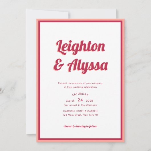 Invitation Moderne Retro Viva Magenta QR Code Mariage photo (Devant)