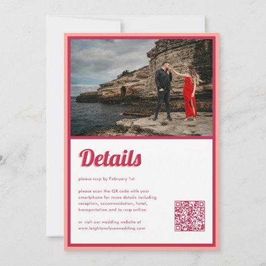 Invitation Moderne Retro Viva Magenta QR Code Mariage photo (Dos)