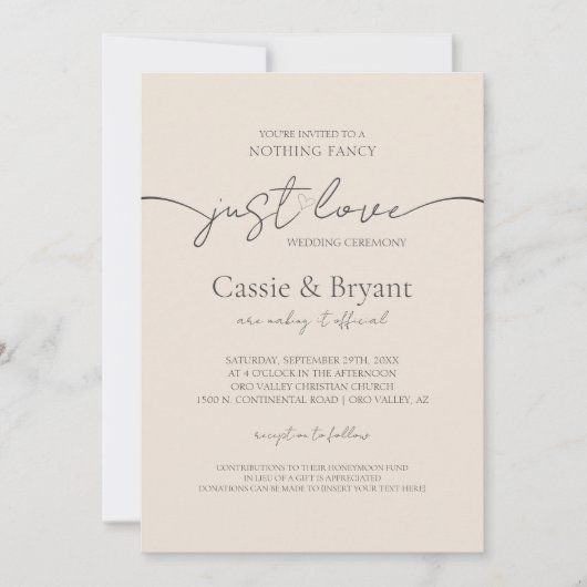 Invitation Moderne Rien De Fancy Just Love Simple Mariage (Devant)