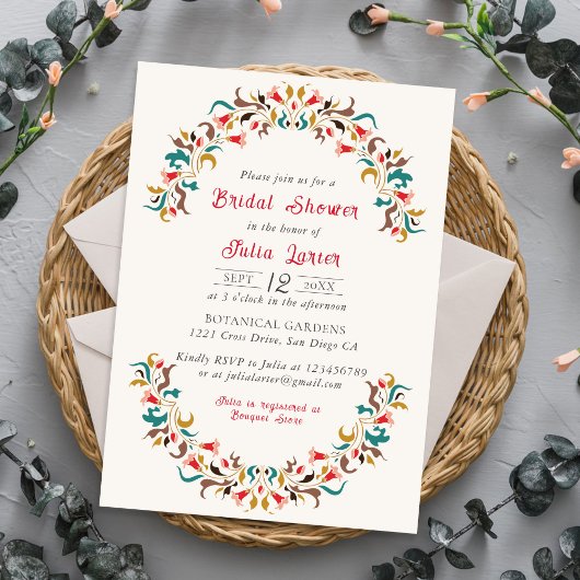 Invitation Moderne Romantique Élégant FloralWreath Fête des m
