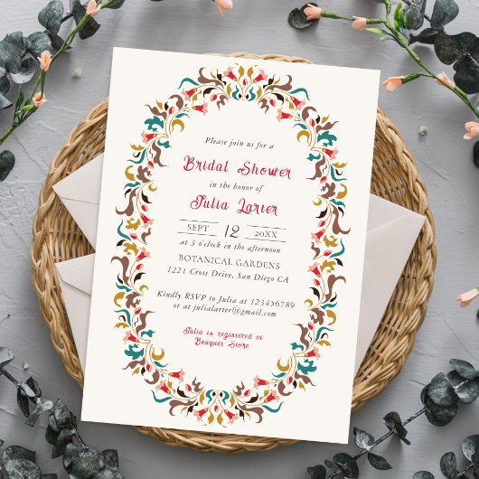 Invitation Moderne Romantique Élégant FloralWreath Fête des m