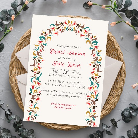 Invitation Moderne Romantique Élégant FloralWreath Fête des m