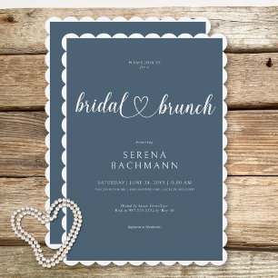 Invitation Moderne Romantique Minimale Bleu Bridal Brunch