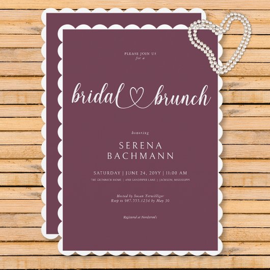 Invitation Moderne Romantique Minimale Bourgogne Brunch nupti