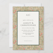Invitation Moderne romantique Morris Floral bleu rose Mariage (Devant)