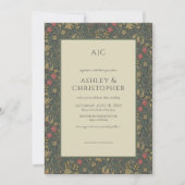 Invitation Moderne Romantique Morris Floral Mariage de charbo (Devant)
