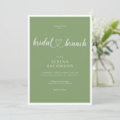 Invitation Moderne Romantique Sage minimaliste Vert Bridal Br (Debout devant)