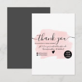 Invitation Moderne rose aquarelle brosse ordre merci (Devant / Derrière)