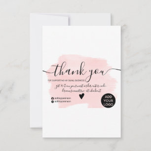 Invitation Moderne rose aquarelle brosse ordre merci