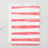 Invitation Moderne rose blanc rayures fraise 1er anniversaire (Devant)