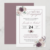 Invitation Moderne Rose Blush Élégant Floral nous sommes enga (Devant / Derrière)