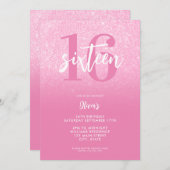 Invitation Moderne rose élégant 16e anniversaire (Devant / Derrière)