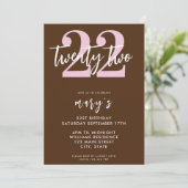 Invitation moderne rose élégant 22e anniversaire (Debout devant)