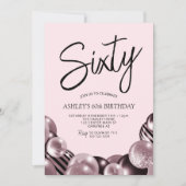 Invitation Moderne rose et noir 60e anniversaire (Devant)