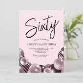 Invitation Moderne rose et noir 60e anniversaire (Debout devant)