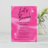 Invitation Moderne Rose et Noir Faisons Brunch à Toute Fête É (Debout devant)