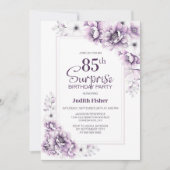 Invitation Moderne rose Floral Surprise 85ème anniversaire (Devant)
