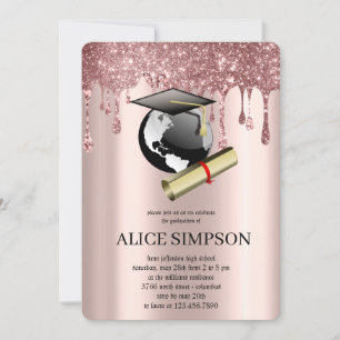 Invitation Moderne Rose Gold Chic Minimaliste Graduation