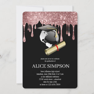 Invitation Moderne Rose Gold Chic Minimaliste Photo Graduatio