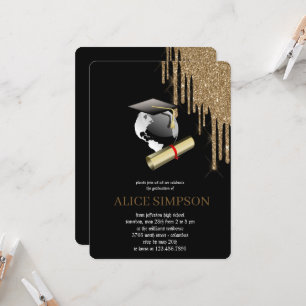 Invitation Moderne Rose Gold Chic Minimaliste Photo Graduatio