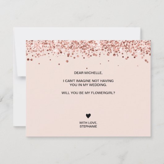 Invitation moderne rose gold pailleté deviendras-tu ma demois (Dos)