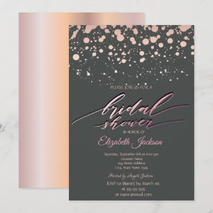 Invitation Moderne rose gold points gris Baby Shower