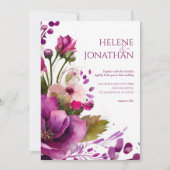 Invitation Moderne rose gras Magenta Floral Boho Mariage (Devant)