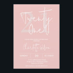 Invitation Moderne rose pâle minimaliste 21e anniversaire<br><div class="desc">Moderne Blush Pink Minimaliste 21e anniversaire Invitation avec Dividers Simple invitation de vingt et unième anniversaire avec une tête de calligraphie moderne et numéro d'âge sur un arrière - plan rose vif. Cette invitation moderne en terre cuite 21ème anniversaire est idéale pour quelqu'un qui cherche un design simple.</div>