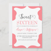 invitation moderne rose pâle rose doux 16 annivers (Devant)