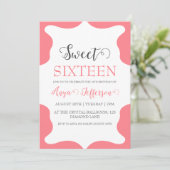 invitation moderne rose pâle rose doux 16 annivers (Debout devant)