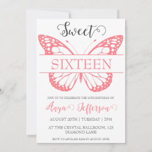 invitation moderne rose pâle rose doux 16 annivers