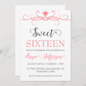 invitation moderne rose pâle rose doux 16 annivers (Devant / Derrière)