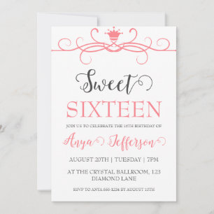 invitation moderne rose pâle rose doux 16 annivers