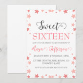 invitation moderne rose pâle rose doux 16 annivers (Devant / Derrière)
