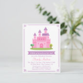 Invitation Moderne Rose Princesse Castle Baby Girl Douche Par (Debout devant)