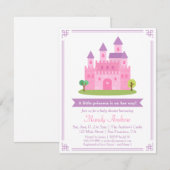 Invitation Moderne Rose Princesse Castle Baby Girl Douche Par (Devant / Derrière)